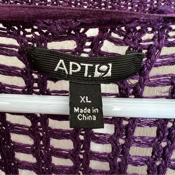 Apt. 9 Sweater Women's‎ XL Waffle Knit Open Front Cardigan Short Sleeve Purple - Picture 4 of 5